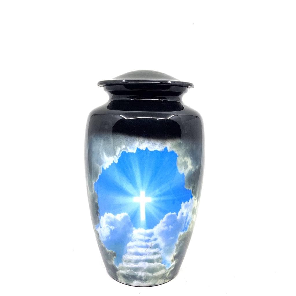 Black Divine Cross Cremation Urns for Ashes Adult Male - Urns for Ashes Adult Female - Urn - Urns - Cremation Urn from Keepsake Company - teardropurns.com