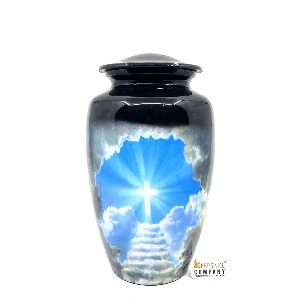 Black Divine Cross Cremation Urns for Ashes Adult Male - Urns for Ashes Adult Female - Urn - Urns - Cremation Urn from Keepsake Company - teardropurns.com