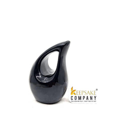 Black enameled min teardrop Cremation Urn without Heart for Ashes by Keepsake Company - teardropurns.com