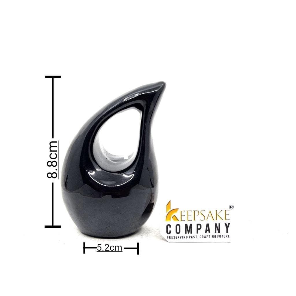 Black enameled min teardrop Cremation Urn without Heart for Ashes by Keepsake Company - teardropurns.com