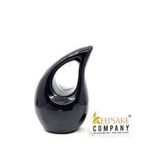 Black enameled min teardrop Cremation Urn without Heart for Ashes by Keepsake Company - teardropurns.com