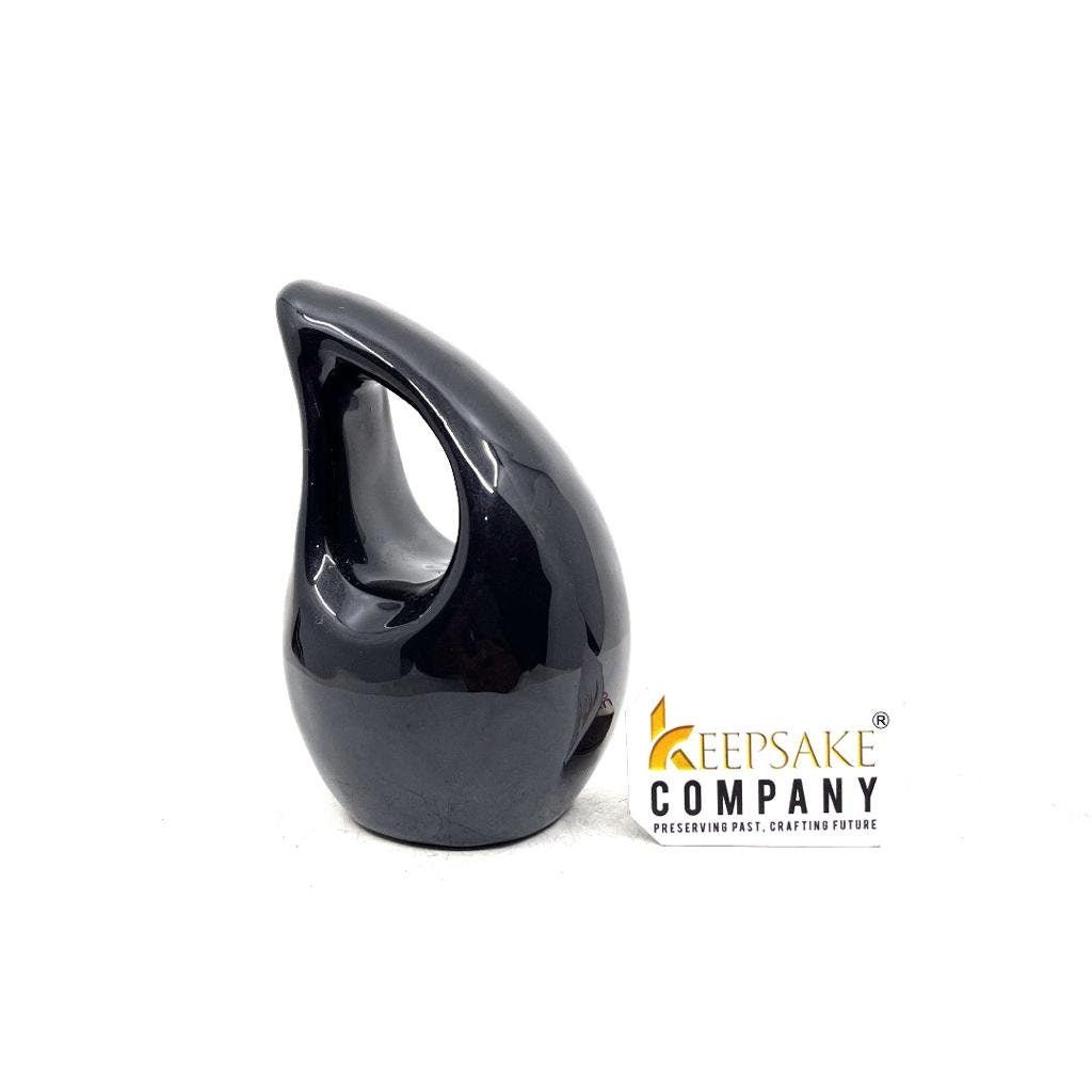 Black enameled min teardrop Cremation Urn without Heart for Ashes by Keepsake Company - teardropurns.com