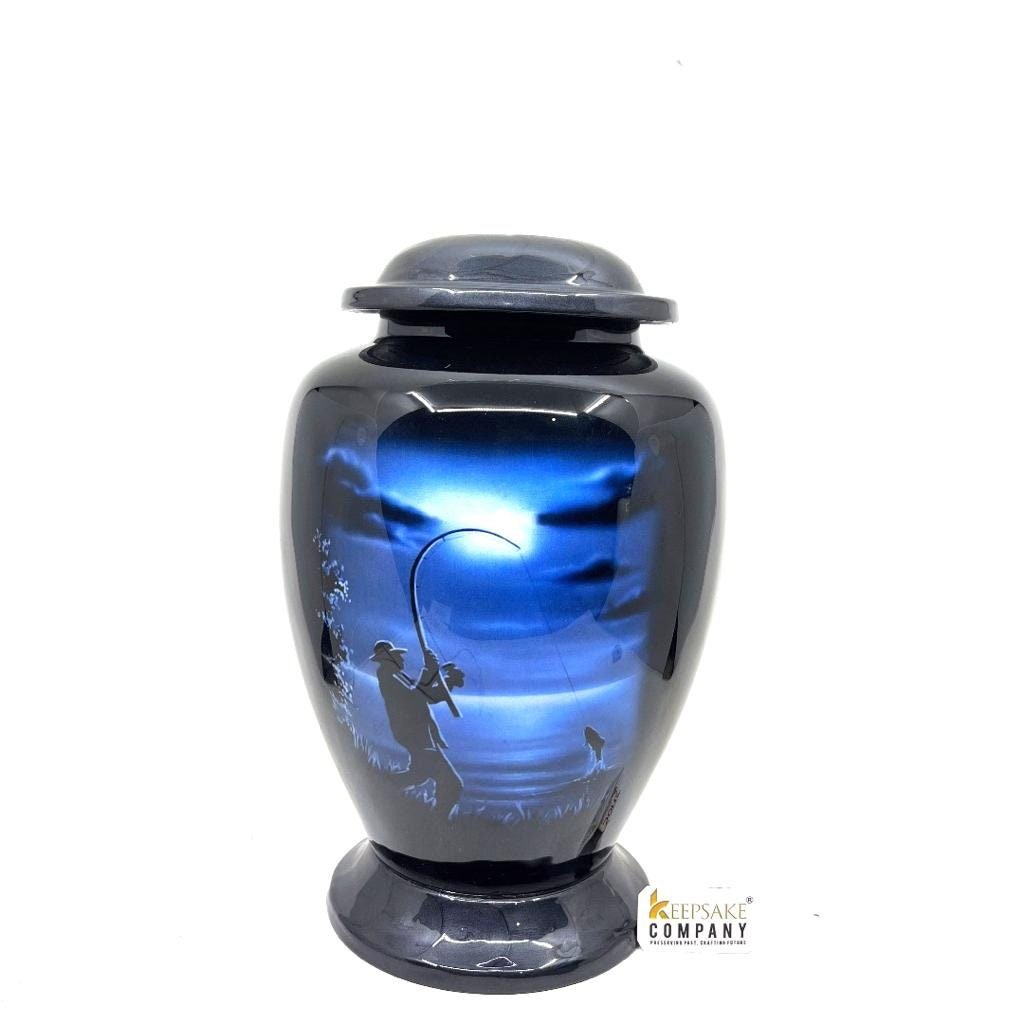 Black Fisherman Urns for Adult Ashes - Urns for Human Ashes - Urns for Ashes Adult Male - Urn - Decorative Urns - Burial Urn - Funeral Urn - teardropurns.com