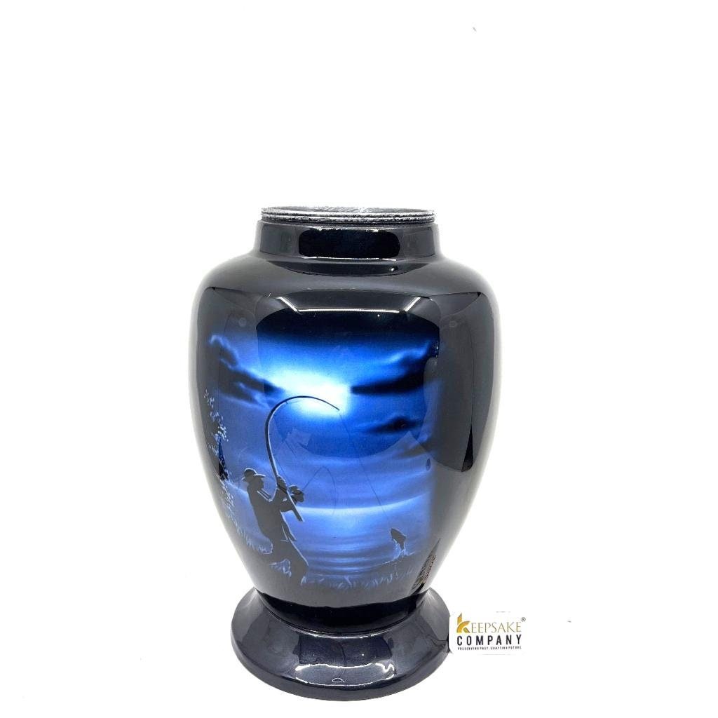 Black Fisherman Urns for Adult Ashes - Urns for Human Ashes - Urns for Ashes Adult Male - Urn - Decorative Urns - Burial Urn - Funeral Urn - teardropurns.com