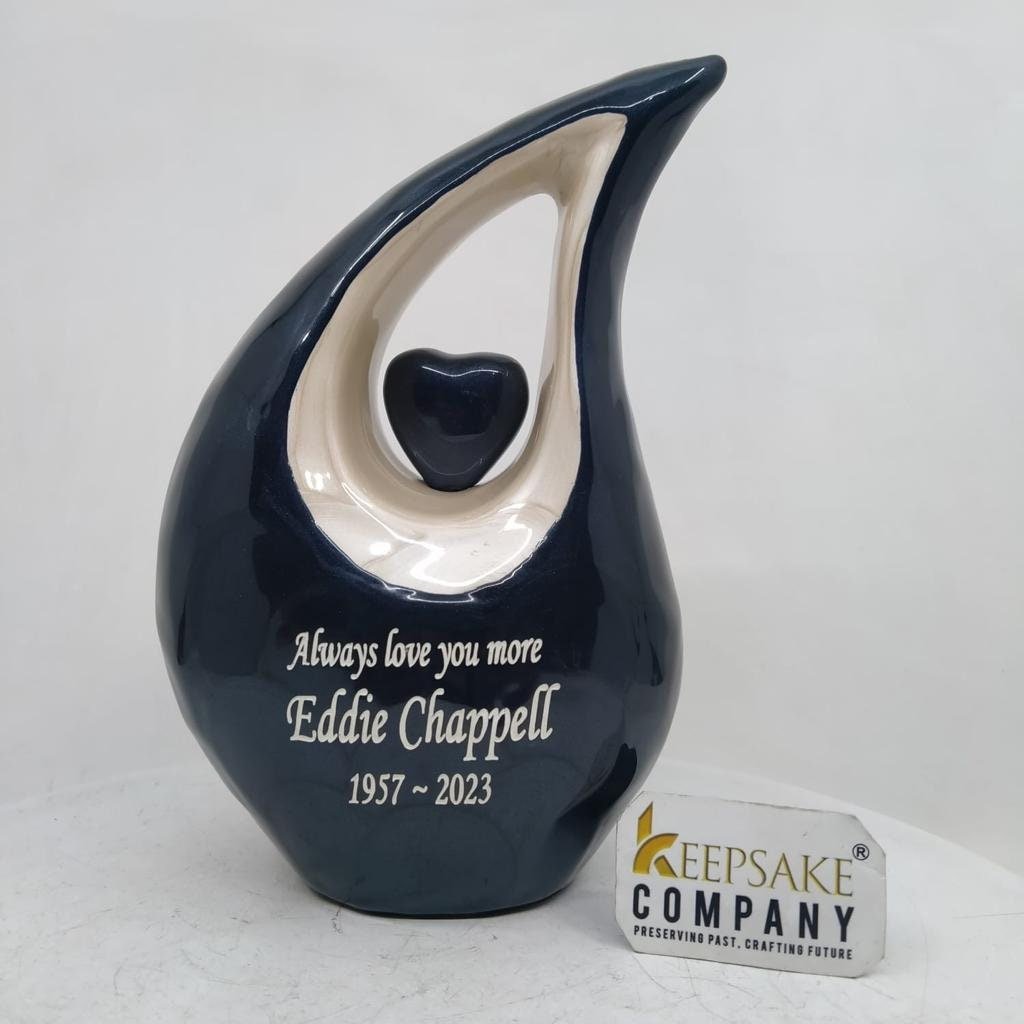 Black Glossy Teardrop metal Cremation Urn in Medium size (6 Inches/ 15 centimeters) height - Memorial Urn - Ash Urn - Urn for Ashes - Urns - teardropurns.com