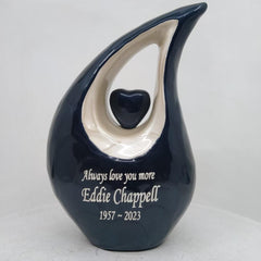 Black Glossy Teardrop metal Cremation Urn in Medium size (6 Inches/ 15 centimeters) height - Memorial Urn - Ash Urn - Urn for Ashes - Urns - teardropurns.com