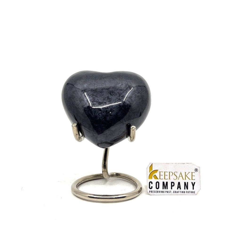 Black Heart Shaped Mini Urn for Human Ashes - Can Be Engraved in Different Colours - Perfect for Cremation Urns - teardropurns.com