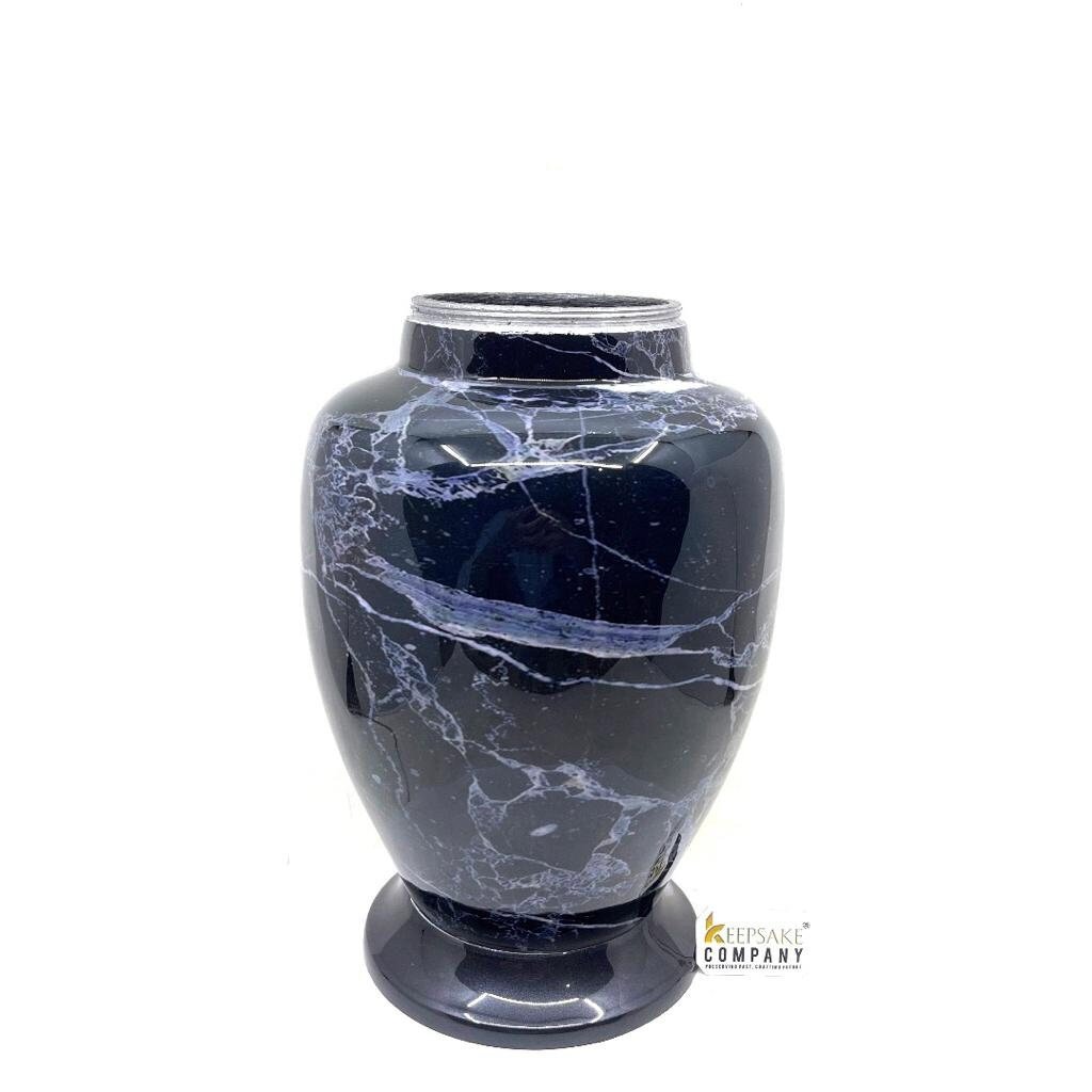 Black Marble Adult cremation Urn for Ashes - Urns for Human Ashes with Angel Wings and Heart - Urn - Urn - Funeral Urn - teardropurns.com