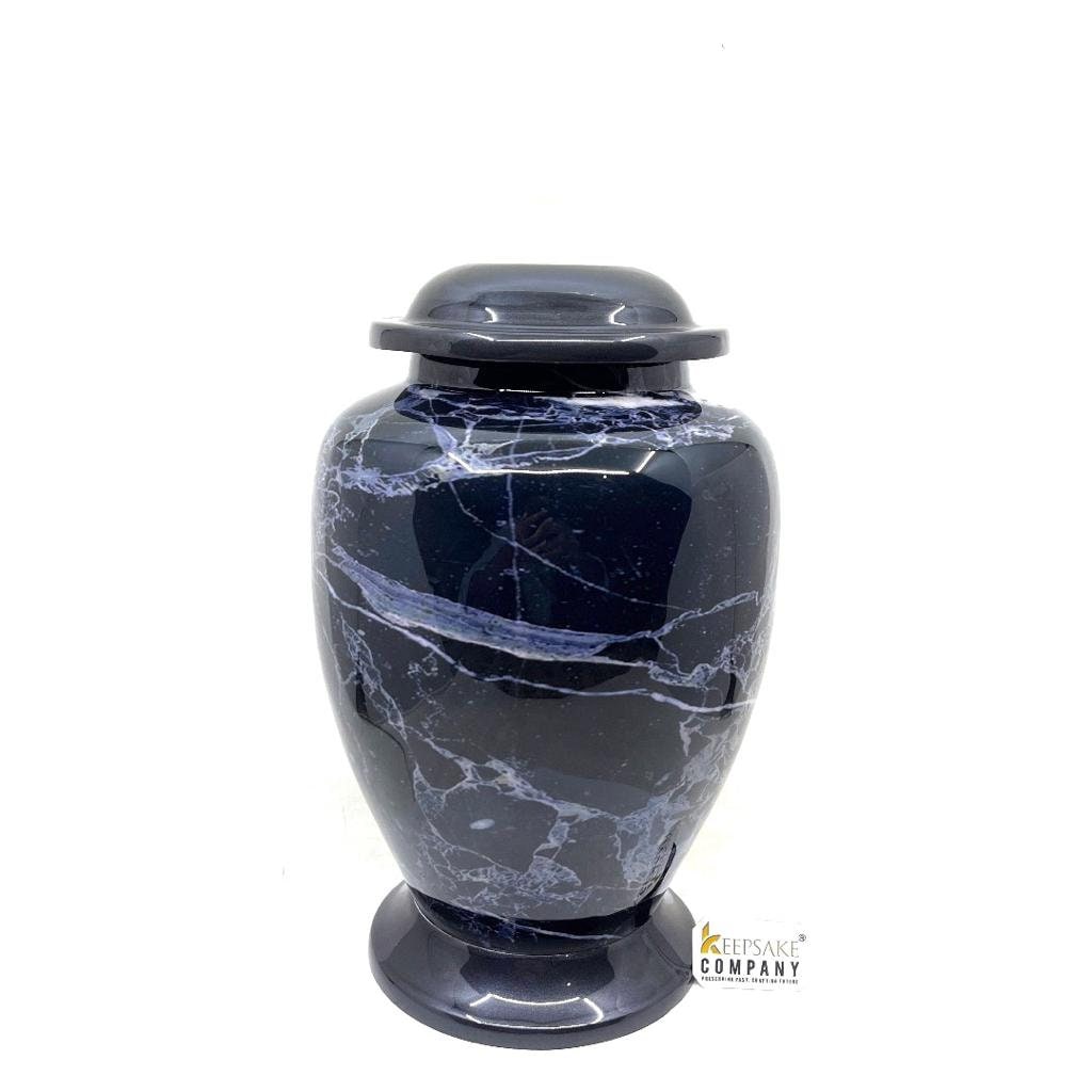 Black Marble Adult cremation Urn for Ashes - Urns for Human Ashes with Angel Wings and Heart - Urn - Urn - Funeral Urn - teardropurns.com