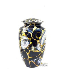 Black - Yellow Marble Adult cremation Urn for Ashes - Urns for Human Ashes - Urn - Urn - Funeral Urn - Memorial Urn - Personalized Urn - teardropurns.com