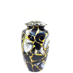 Black - Yellow Marble Adult cremation Urn for Ashes - Urns for Human Ashes - Urn - Urn - Funeral Urn - Memorial Urn - Personalized Urn - teardropurns.com