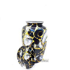 Black - Yellow Marble Adult cremation Urn for Ashes - Urns for Human Ashes - Urn - Urn - Funeral Urn - Memorial Urn - Personalized Urn - teardropurns.com