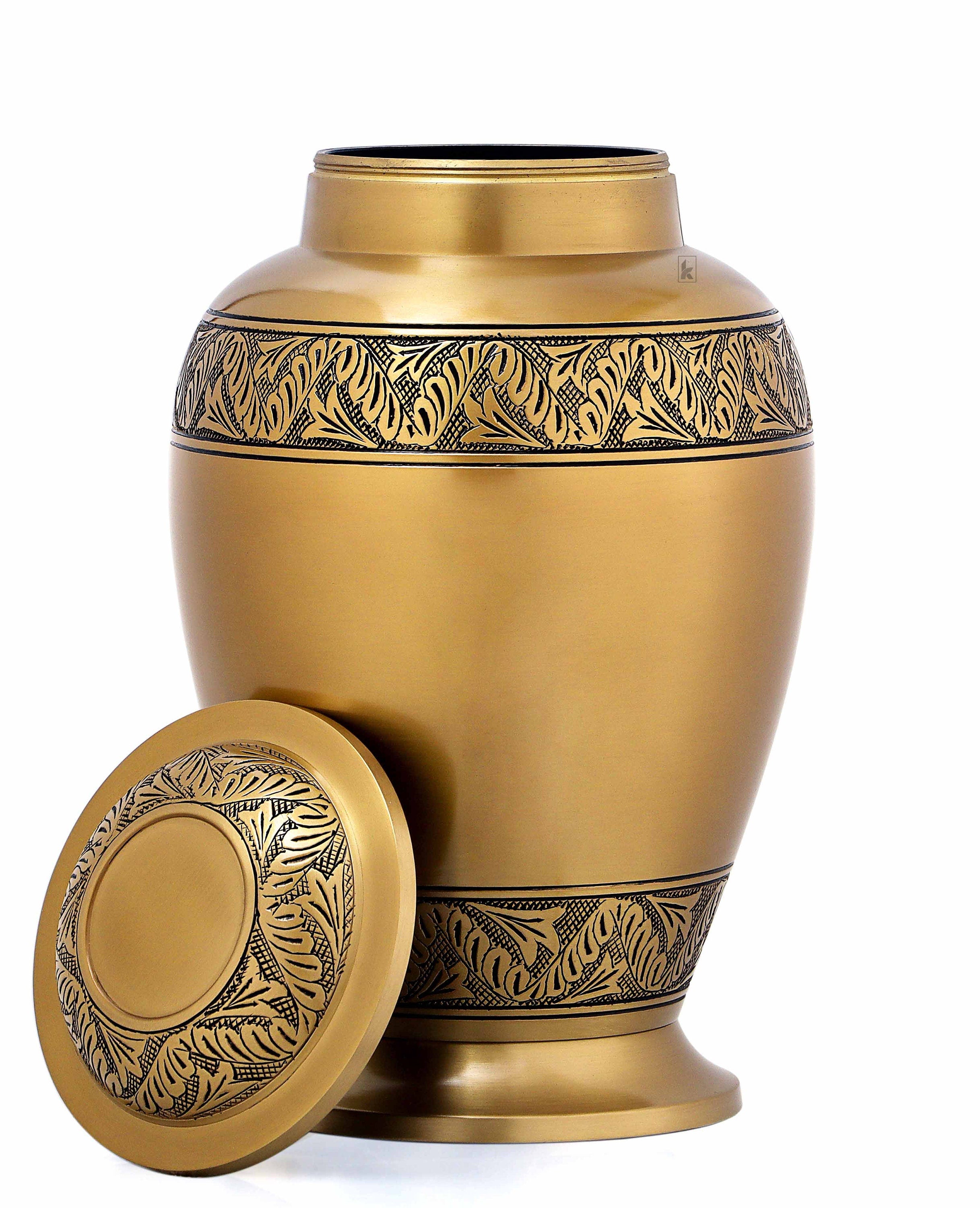 Elegant Engraved Golden Adult Urn