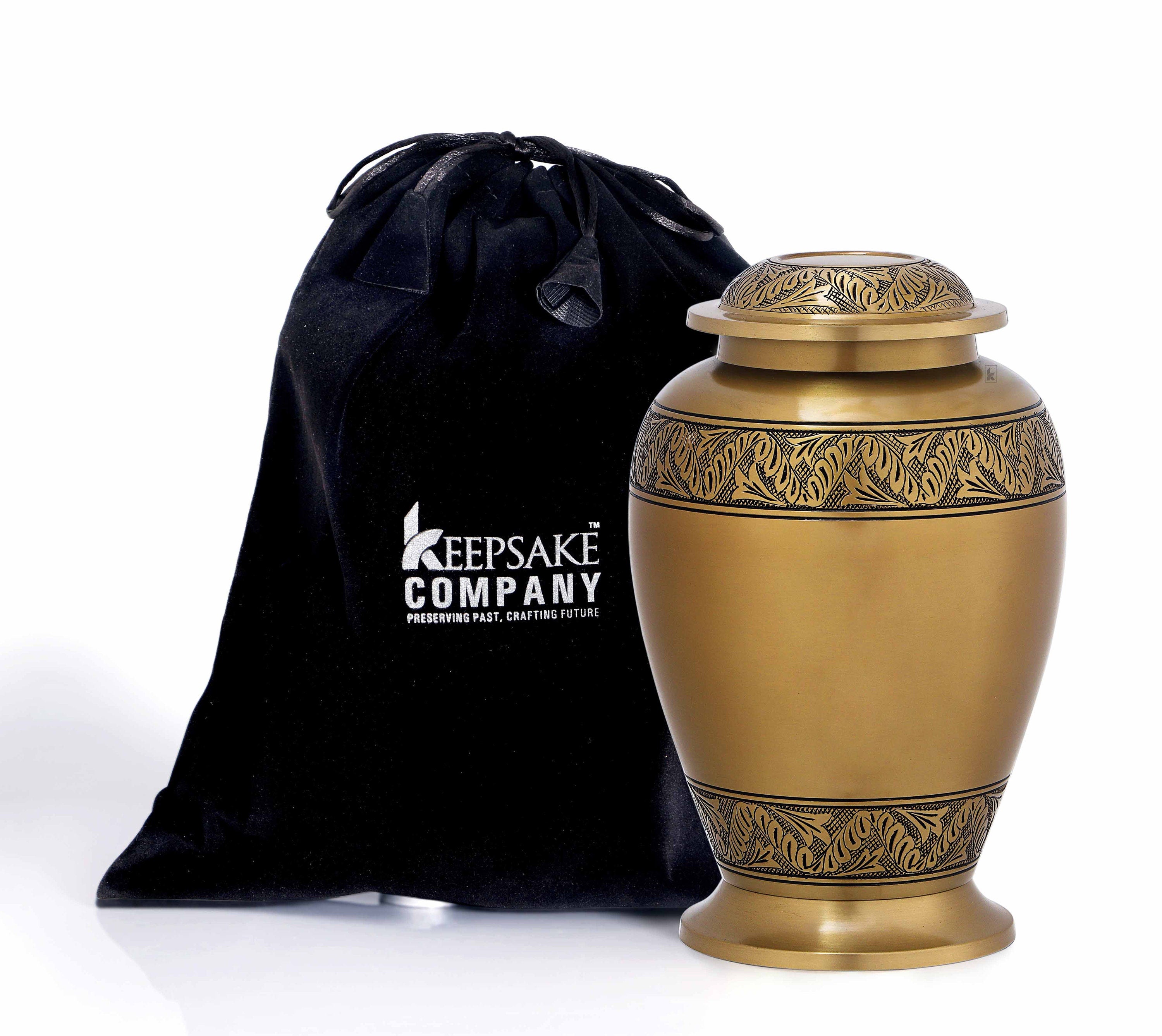 Elegant Engraved Golden Adult Urn