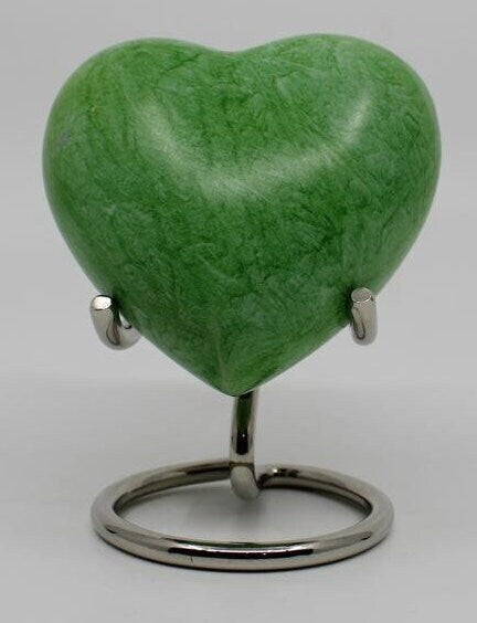 Green Small Heart Urn for Human Ashes - Mini Urns for Human Ashes - - Ashes Urn - Keepsake Urns for Human Ashes -