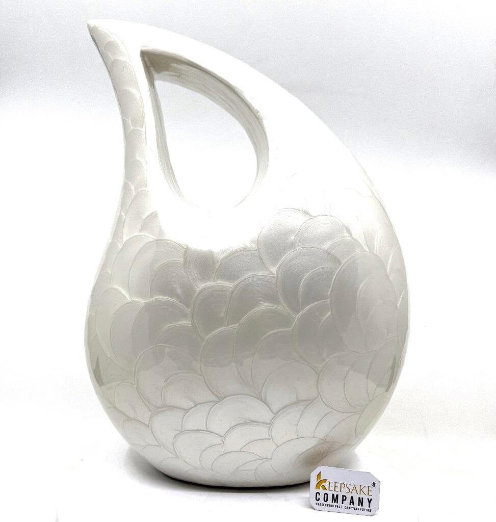 Extra Large /  Adult White Tardrop Cremation Urn - Adult urns for Human Ashes Men -  Urn - Urns - Cremation Urn By Keepsake Company