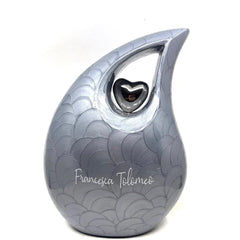 Extra Large Pearl Grey Teardrop Cremation Urn - Adult Size Funeral Urn for Human Ashes by Keepsake Company