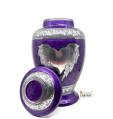 Dark Purple Adult cremation Urn for Ashes - Urns for Human Ashes  with Angel Wings and Heart - Urn - Urn - Funeral Urn from Keepsake Company