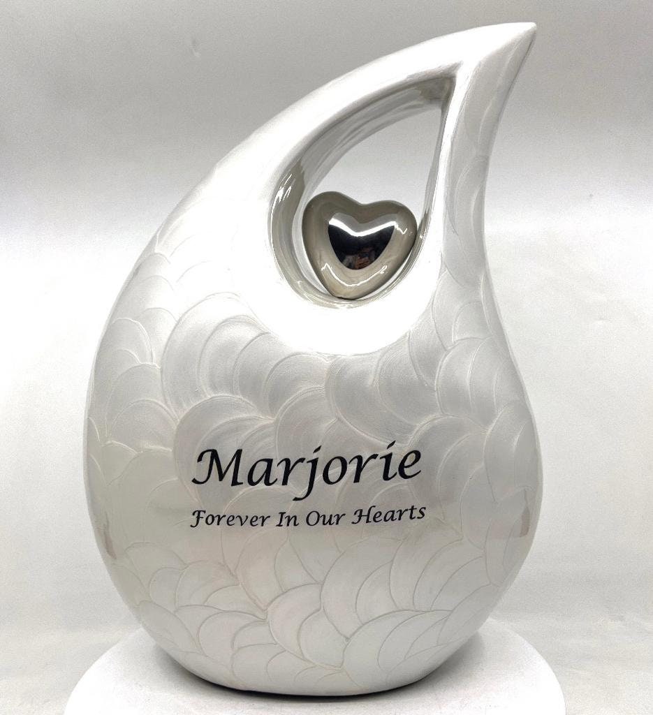 Extra Large /  Adult Pearl White Cremation Urns for Ashes Adult Male - Adult Urn - Funeral Urn - Urn - Urns for Human Ashes Keepsake C