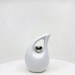 White Teardrop Small Urns for Human Ashes with Heart - Mini Urn for Human Ashes - Ashes Urn - Keepsake Urns for Human Ashes - Mini Urn - Urn