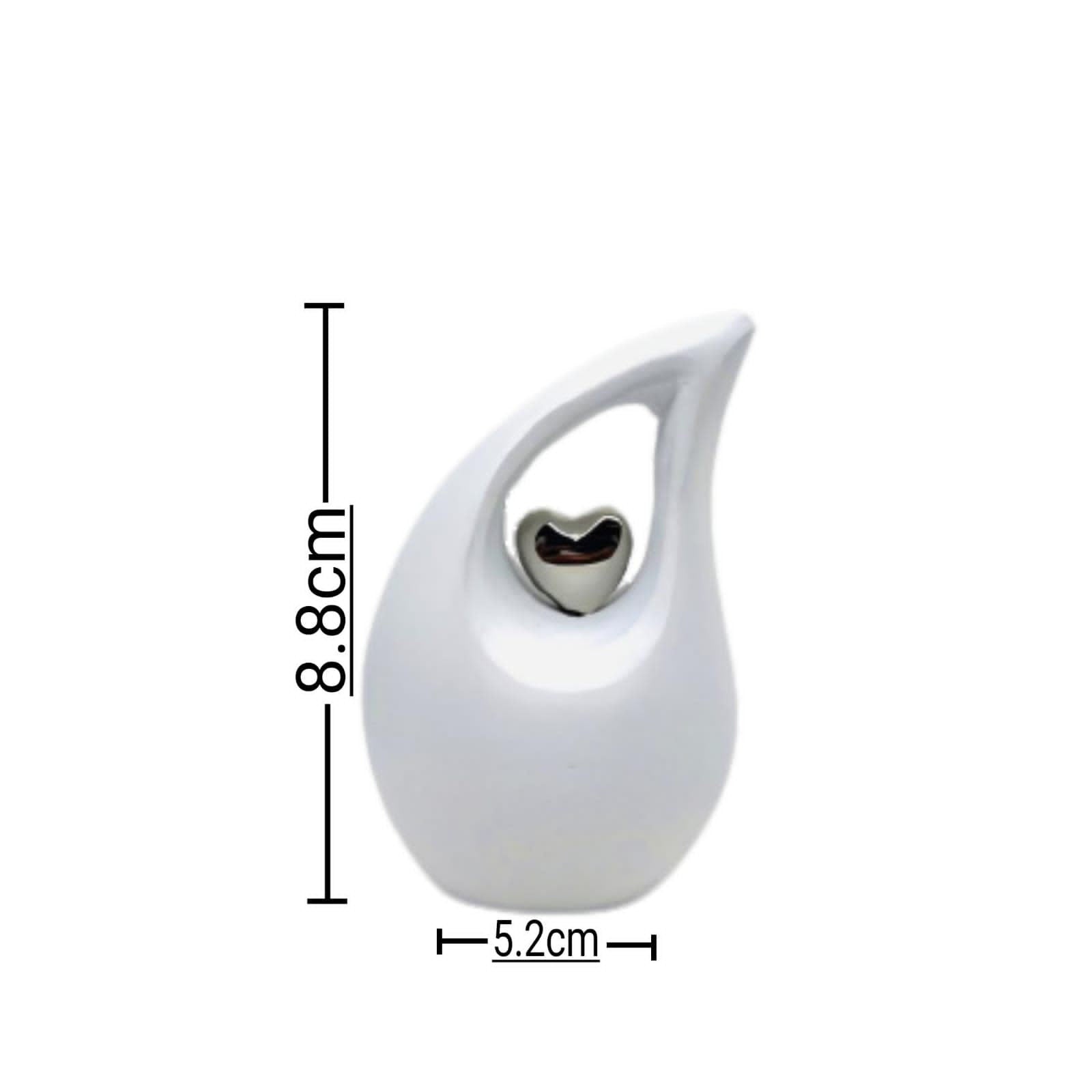 White Teardrop Small Urns for Human Ashes with Heart - Mini Urn for Human Ashes - Ashes Urn - Keepsake Urns for Human Ashes - Mini Urn - Urn