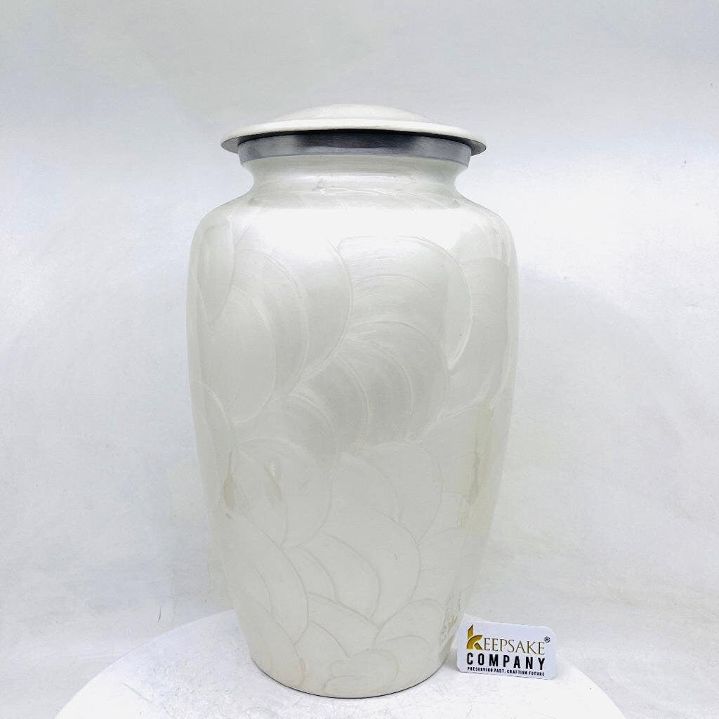 White Adult cremation Urn for Ash - Urns for Human Ashes can be engraved with Angel Wings and Heart  - Funeral Urn - Memorial Urn