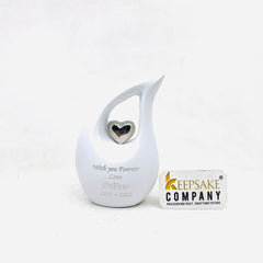 White Teardrop Small Urns for Human Ashes with Heart - Mini Urn for Human Ashes - Ashes Urn - Keepsake Urns for Human Ashes - Mini Urn - Urn