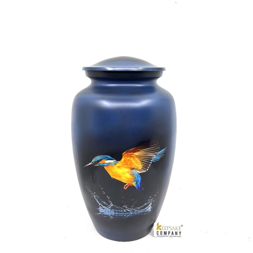 Blue Black Humming Bird Adult Urn - Cremation Urns for Adult Ashes - Urns for Ashes Adult Male - Urn - Urns for Human Ashes - Decorative Urn