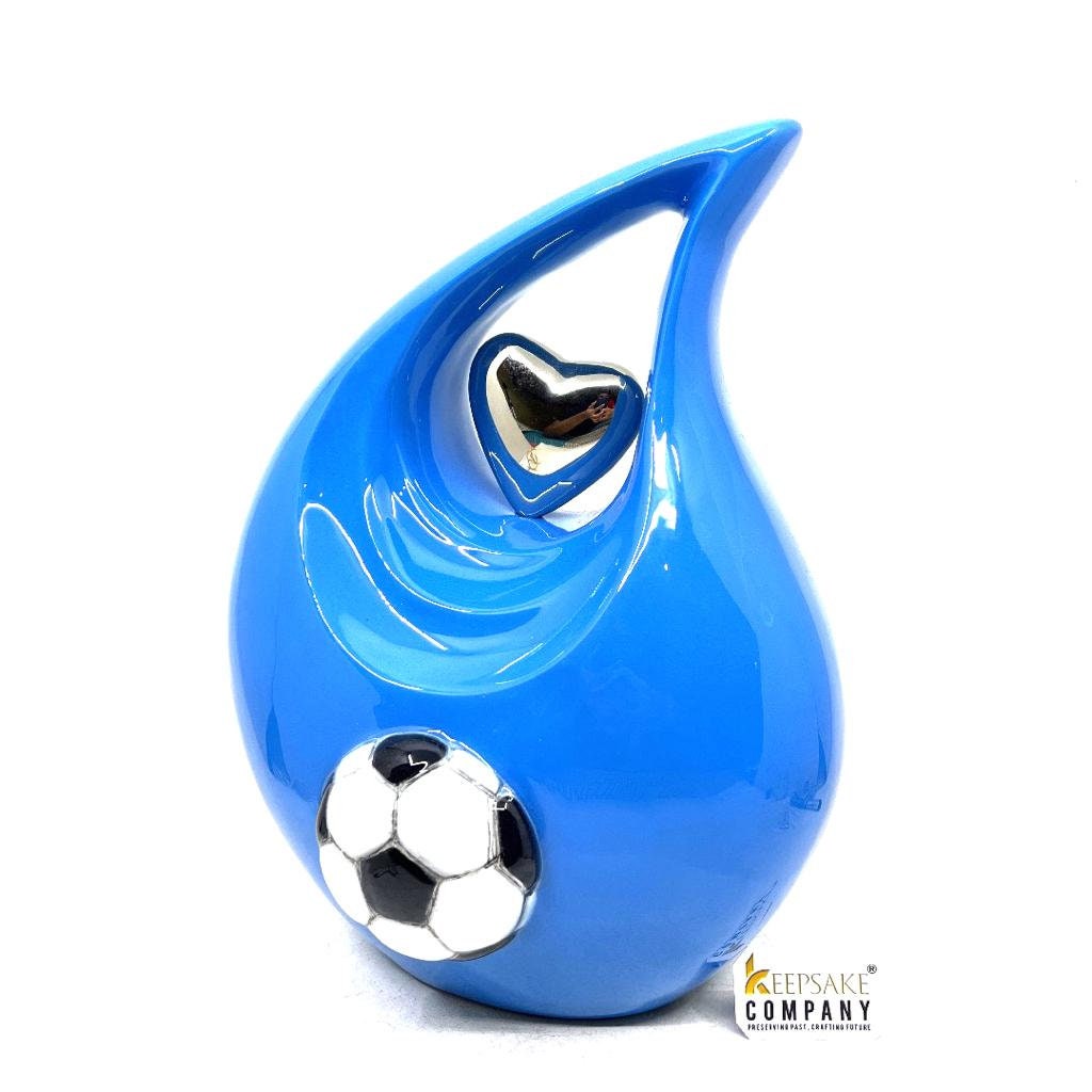 Blue Football / Soccer Teardrop Cremation Urns for Ashes -  Urns for Ashes  - Urn -  Funeral Urn - Urn for Ashes - Memorial urn - 3D Urn