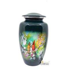 Green Cardinal Couple Adult Urn - Cremation Urns for Adult Ashes - Urns for Ashes Adult Male - Urn - Urns for Human Ashes - Decorative Urn