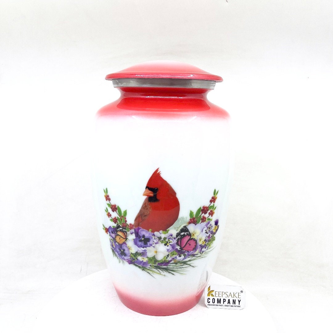 Red & White Cardinal Urn for Ash - Cremation Urns for Adult Ashes - Urns for Ashes Adult Male - Urn - Urns for Human Ashes - Decorative Urn