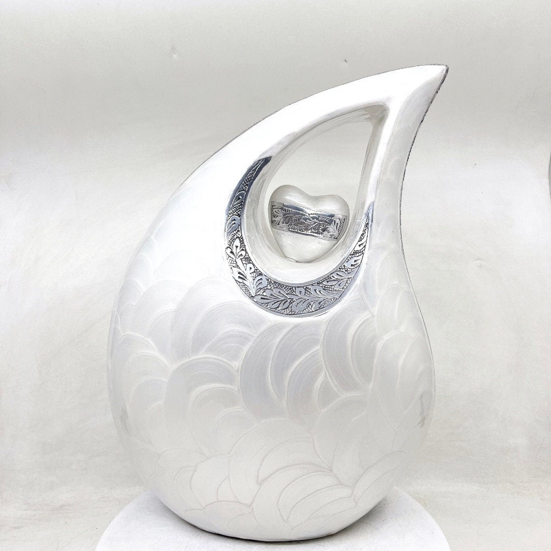 Extra Large White Pearl Cremation Urn for Adult Ashes - Elegant Memorial Keepsake & Funeral Urn for Human Ashes by Keepsake