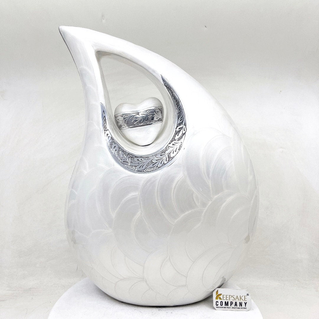 Extra Large White Pearl Cremation Urn for Adult Ashes - Elegant Memorial Keepsake & Funeral Urn for Human Ashes by Keepsake