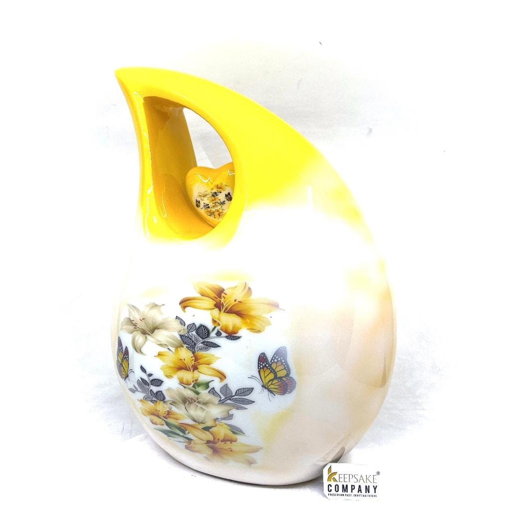 Extra Large /  Adult Yellow White Cremation Urns for Ashes - Adult Urn - Funeral Urn - Urn - Urns for Human Ashes Keepsake by Keepsake