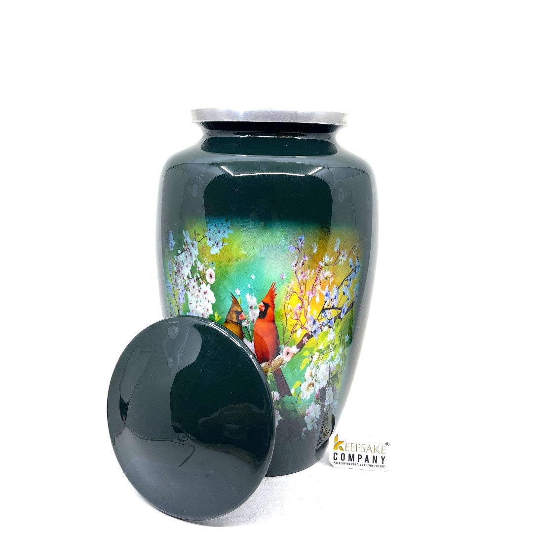 Green Cardinal Couple Adult Urn - Cremation Urns for Adult Ashes - Urns for Ashes Adult Male - Urn - Urns for Human Ashes - Decorative Urn