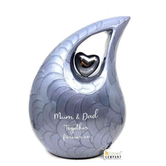 Extra Large Pearl Grey Teardrop Cremation Urn - Adult Size Funeral Urn for Human Ashes by Keepsake Company