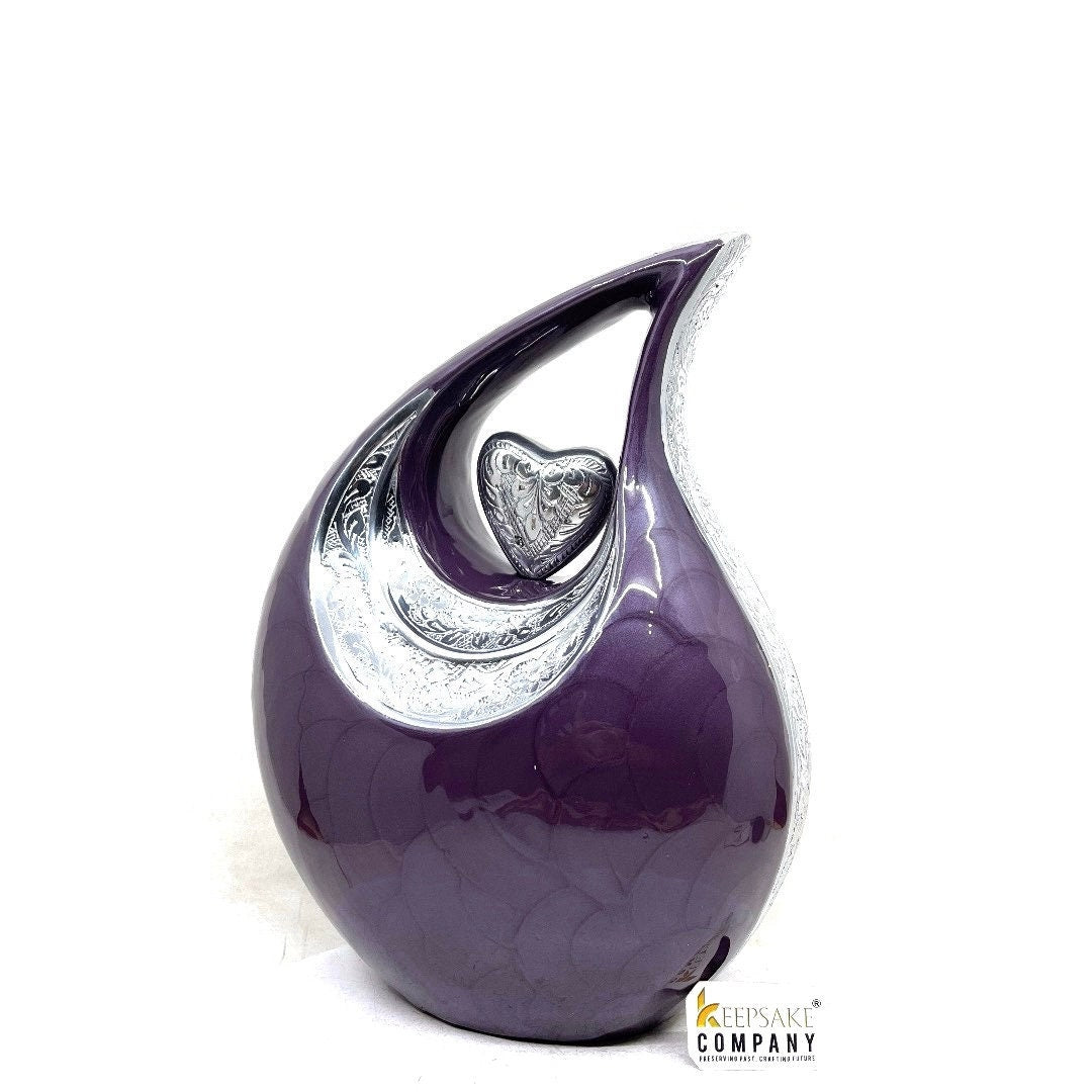 Handcrafted Dark Purple Urn - Customizable Memorial Keepsake - Serene Urn for Human Ashes - Heartfelt Condolence Gift - Memorial Urn