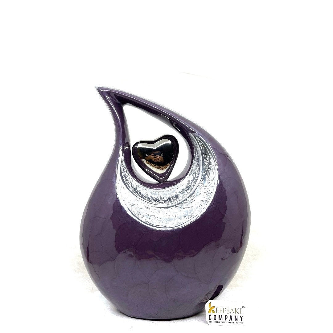 Handcrafted Dark Purple Urn - Customizable Memorial Keepsake - Serene Urn for Human Ashes - Heartfelt Condolence Gift - Memorial Urn