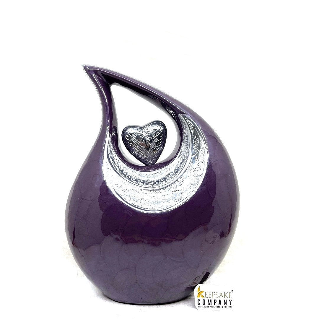 Handcrafted Dark Purple Urn - Customizable Memorial Keepsake - Serene Urn for Human Ashes - Heartfelt Condolence Gift - Memorial Urn