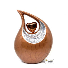 Pearl Brown with matching Heart - Artisan Crafted Memorial Vessel - Cherished Funeral Tribute - Heartfelt Bereavement Gift - Memorial Urn