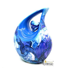 Tear Drop Urn for Ashes - Vibrant Aluminum Multicolor with Loving Heart Insert, Sympathy Gift, Ashes Holder, Urn for Human Ashes