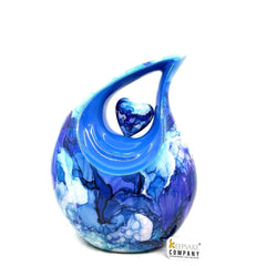 Tear Drop Urn for Ashes - Vibrant Aluminum Multicolor with Loving Heart Insert, Sympathy Gift, Ashes Holder, Urn for Human Ashes