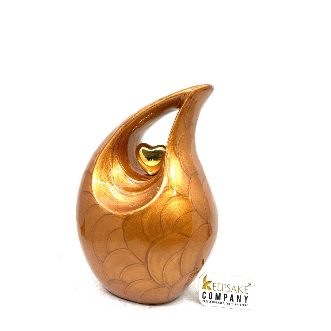 Brown Teardrop Cremation urn - Urns for Ashes - Medium Urn / Ash Urn - Personalized Urn -Thoughtful Bereavement Gift   7 Inches in height