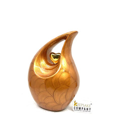 Brown Teardrop Cremation urn - Urns for Ashes - Medium Urn / Ash Urn - Personalized Urn -Thoughtful Bereavement Gift   7 Inches in height