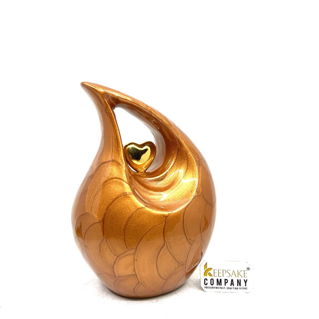 Brown Teardrop Cremation urn - Urns for Ashes - Medium Urn / Ash Urn - Personalized Urn -Thoughtful Bereavement Gift   7 Inches in height