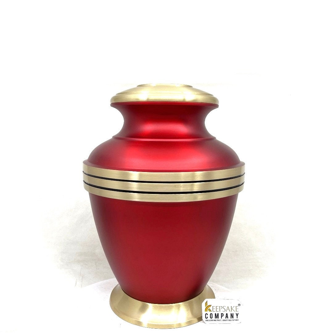 Elegant Handmade Red Cremation Urn, Customizable Metal Ashes Keeper, Adult Memorial, Thoughtful Bereavement Gift, Ash Urn from Keepsake Co.