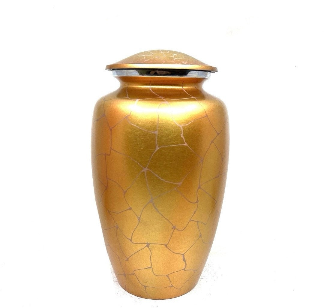 Customizable Golden Cremation Urn - Yellow Clouded Design for Human Ashes, Thoughtful Memorial Gift - Burial Urn - Ash urn - Urn for Ash