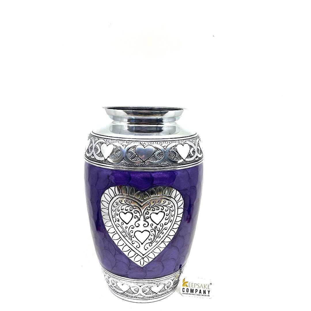 Customizable Dark Purple Adult cremation Urn for Ashes - Urns for Human Ashes  with Heart  - Urn - Urn - Funeral Urn from Keepsake Company