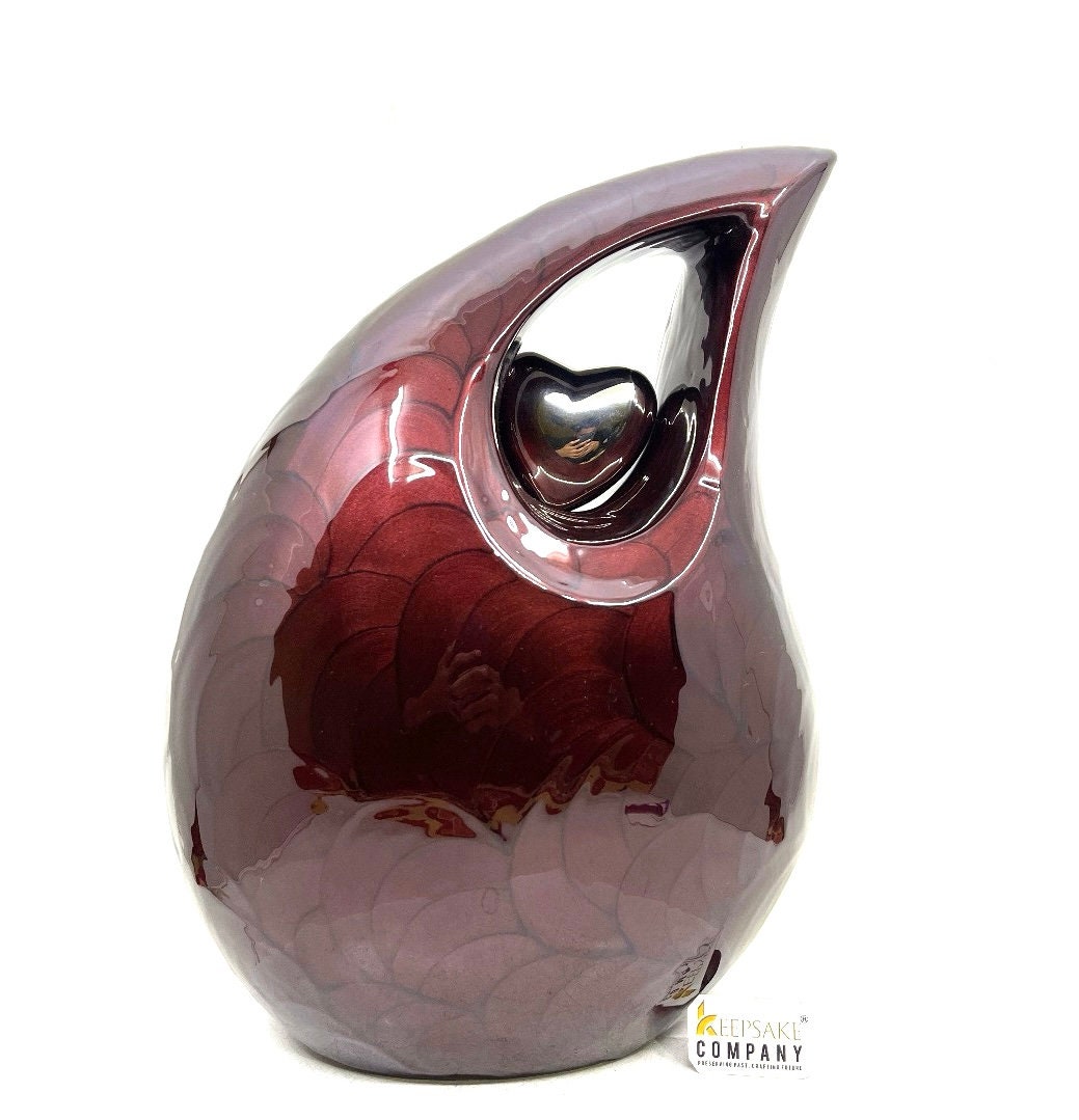 Extra Large /  Adult Maroon Cremation Urns for Ashes - Adult Urn - Funeral Urn - Urn - Urns for Human Ashes Keepsake -Memorial Urn