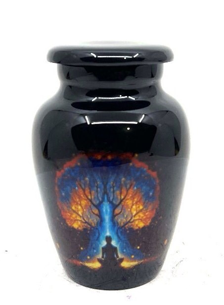 Small Urns for Ashes - Tree of Life Black U, Black Keepsake Urn, Perfect Memorial Gift for Loved Ones- Mini Urns for Human Ashes